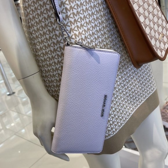 Michael Kors Jet Set Travel Large Travel Continental Wallet Leather Wristlet - Picture 11 of 16